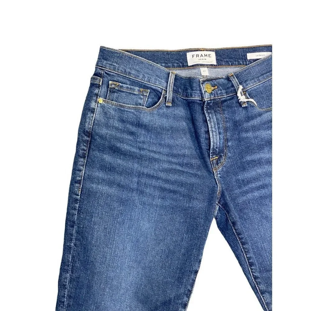 Frame Womens‎ Le'Garcon Jeans Blue Whiskered Pockets Medium Wash Denim Zipper 27